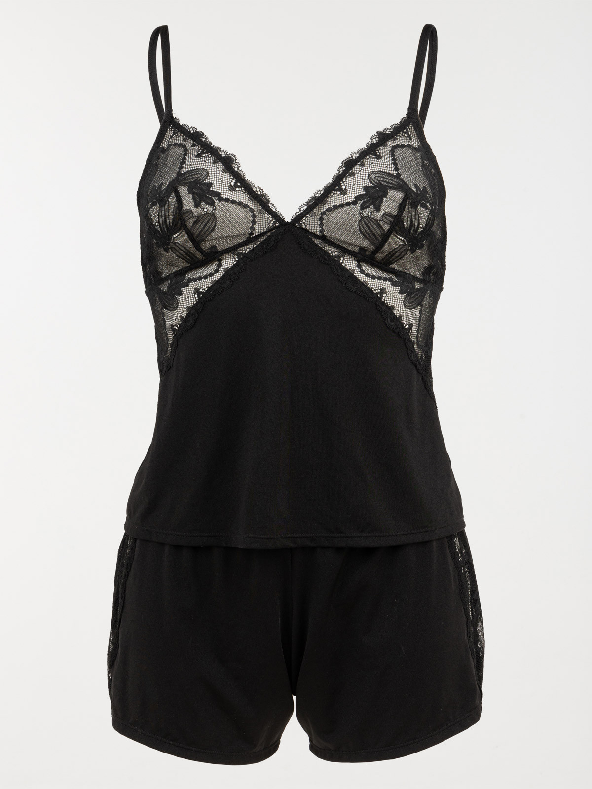 Pyjashort dentelle noir femme