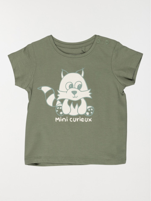T-shirt kaki imprimé garçon (3-24M)