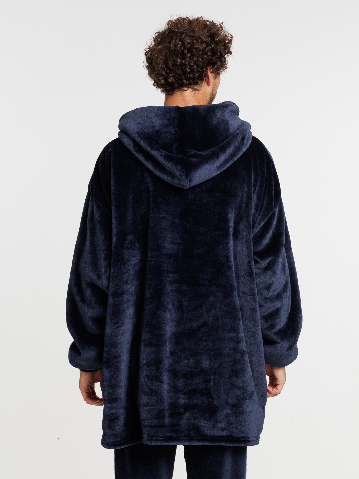 Sweat plaid à capuche homme marine