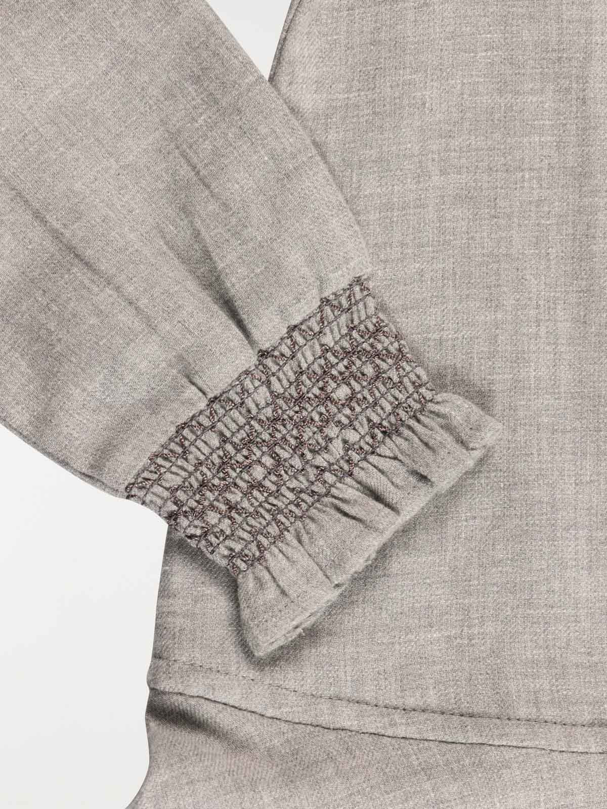 Robe fille col smocké gris chiné (3-12A) Robe fille col smocké gris chiné (3-12A)