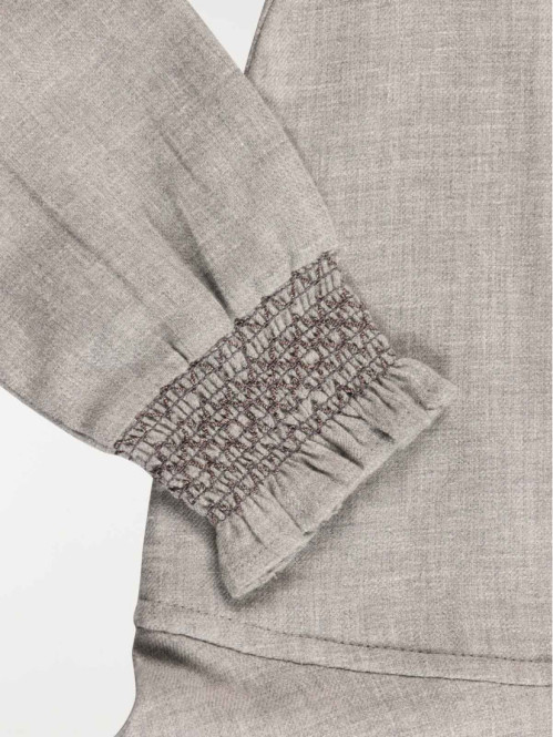 Robe fille col smocké gris...