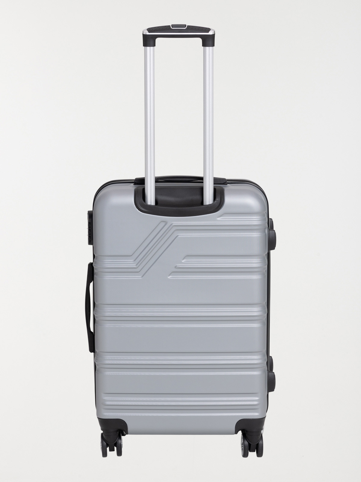 Valise rigide argentée à roulettes Valise rigide argentée à roulettes