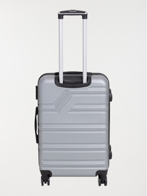 Valise rigide argentée à roulettes Valise rigide argentée à roulettes