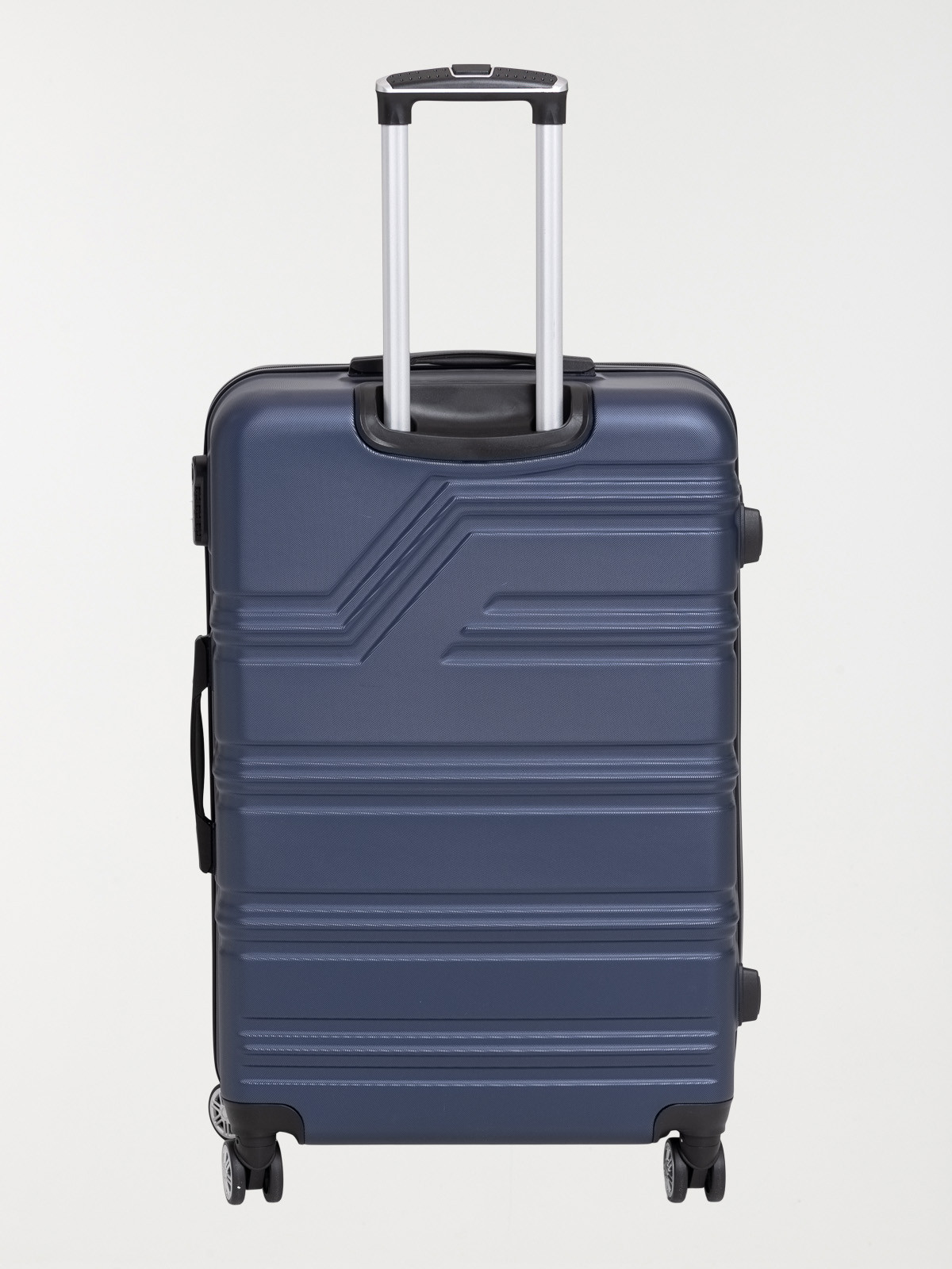 Valise rigide bleue à roulettes