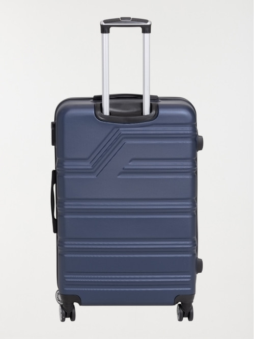 Valise rigide bleue à roulettes