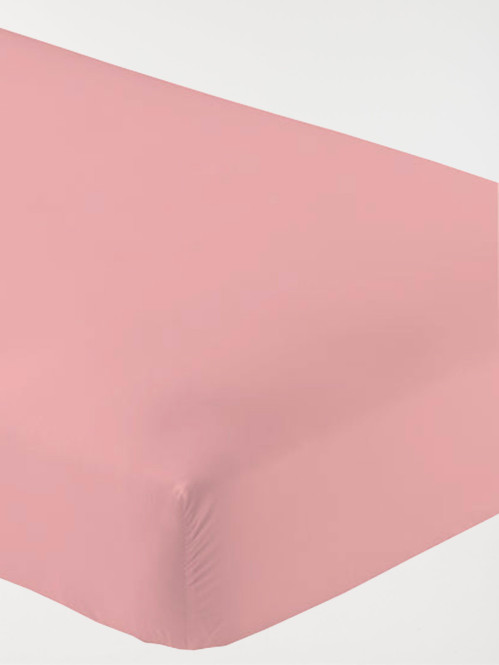 Drap housse rose poudré 90 x 190 cm