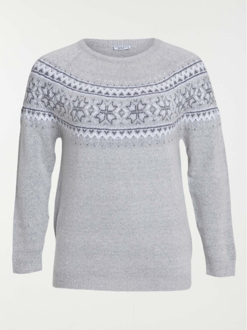 Pull gris chiné grande taille femme