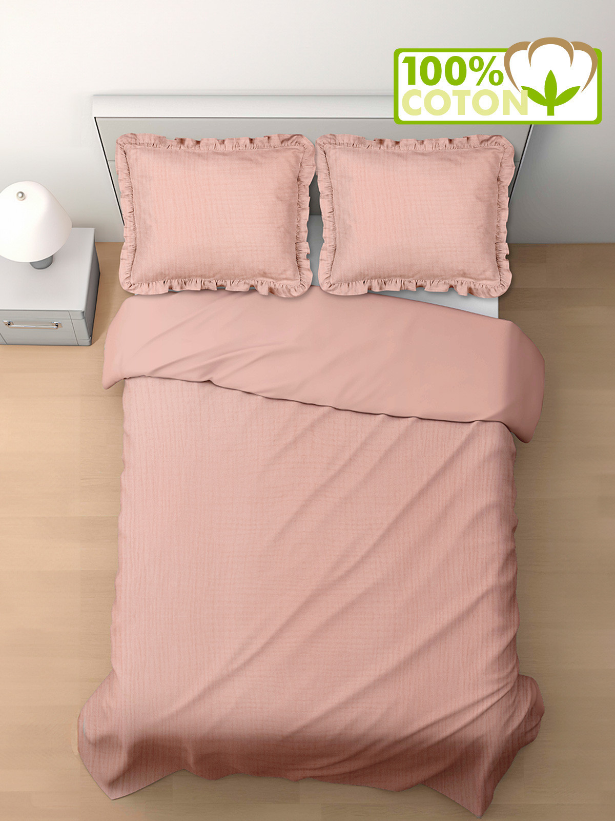 Parure rose 2 personnes 240x220 cm