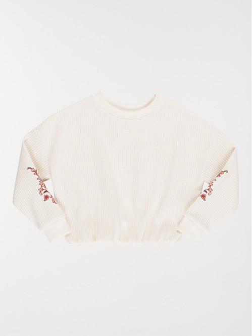 Sweat fleurs brodées fille (3-12A)