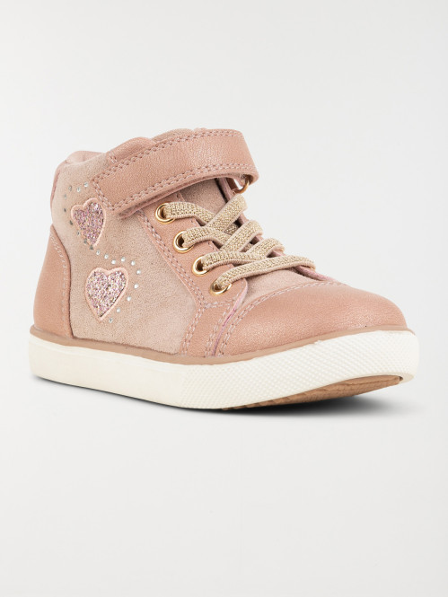 Baskets montantes roses...