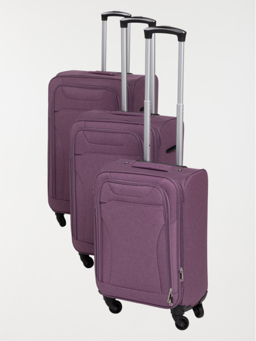 Valise souple lilas à roulettes