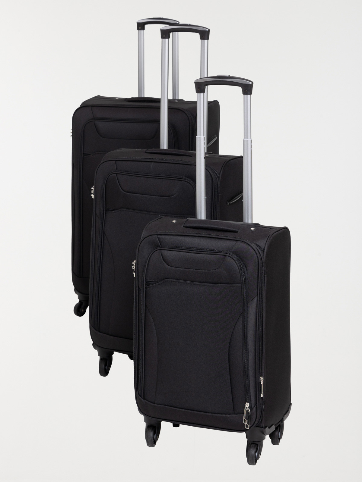 Valise souple noire à roulettes 