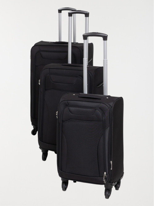 Valise souple noire à roulettes 