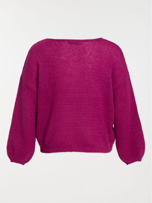 Pull col V fushia grande taille femme