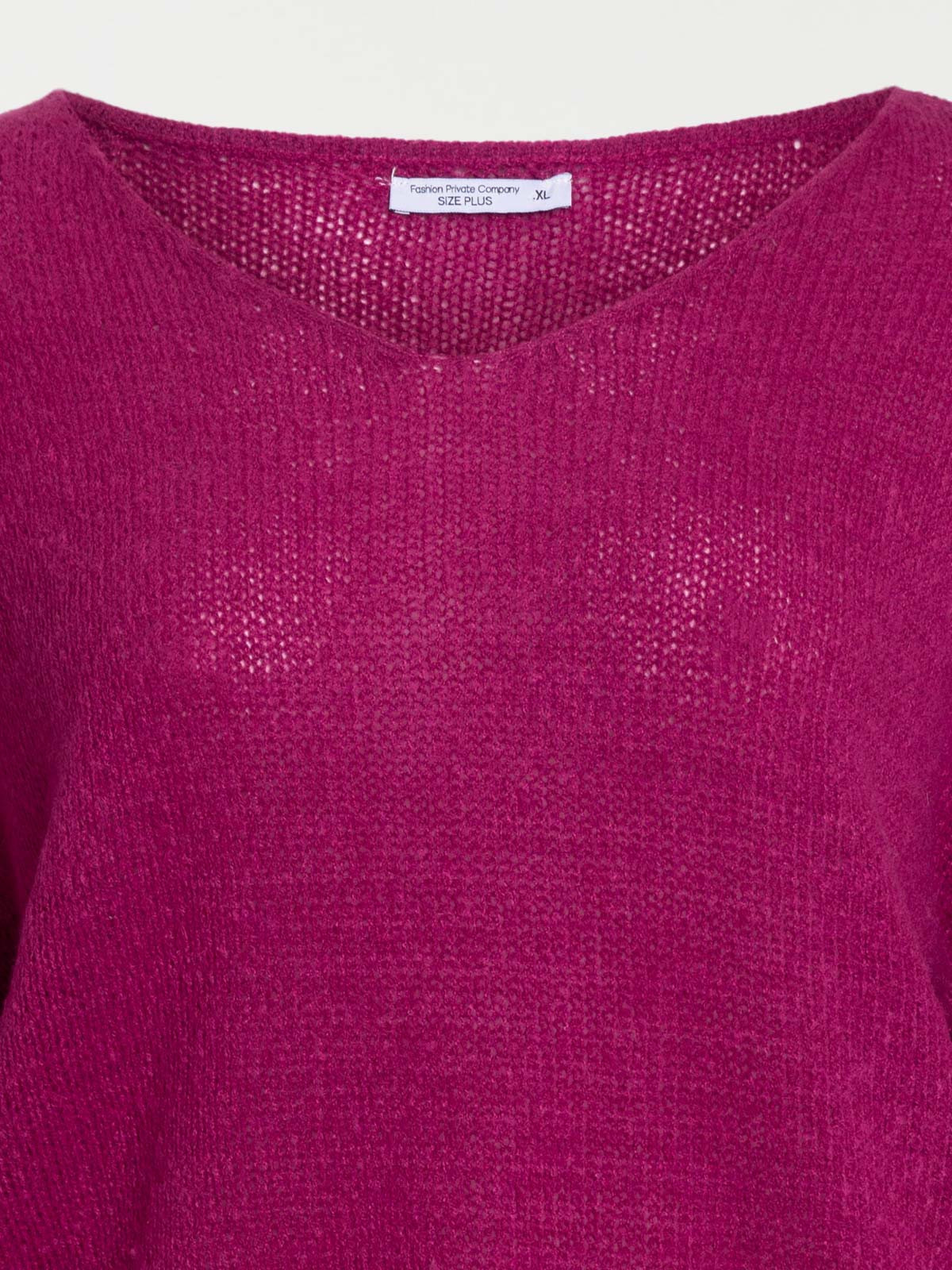 Pull col V fushia grande taille femme