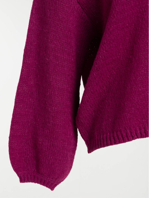 Pull col V fushia grande taille femme