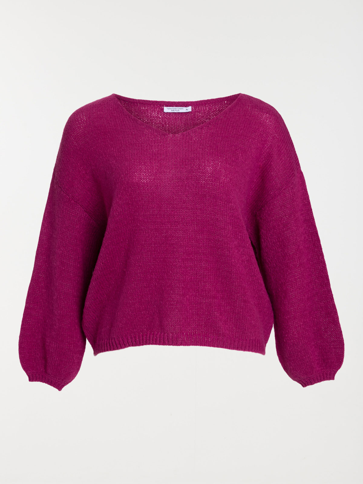 Pull col V fushia grande taille femme