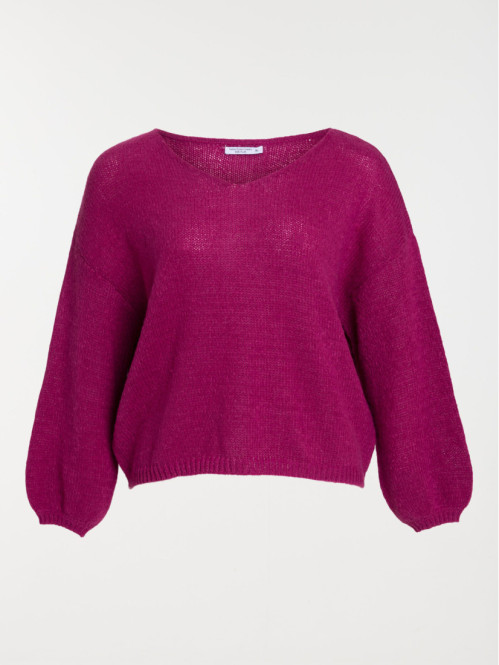 Pull col V fushia grande...