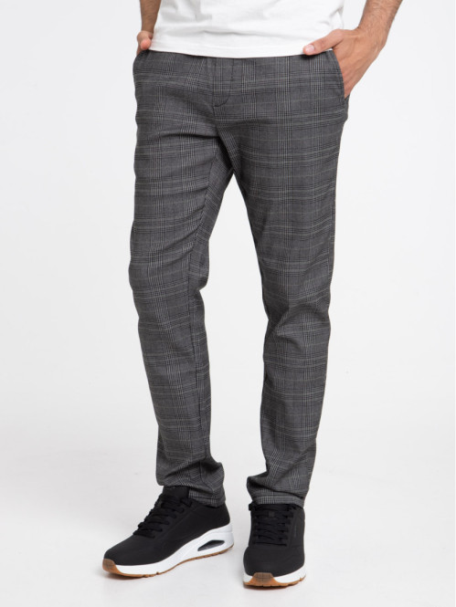Pantalon carreaux taille élastique homme