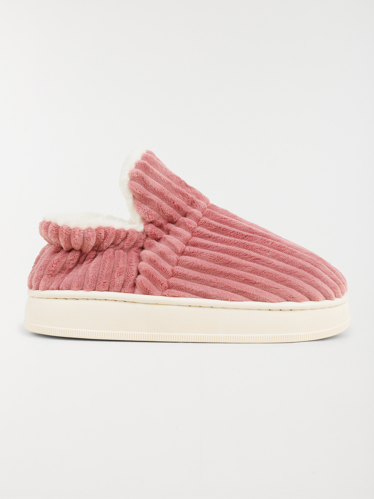 Pantoufles côtelés roses femme (36-41)