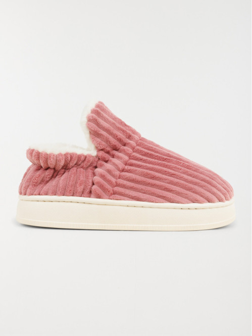 Pantoufles côtelés roses femme (36-41)