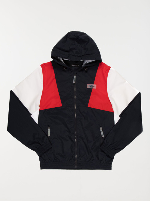 Blouson marine capuche et zip homme