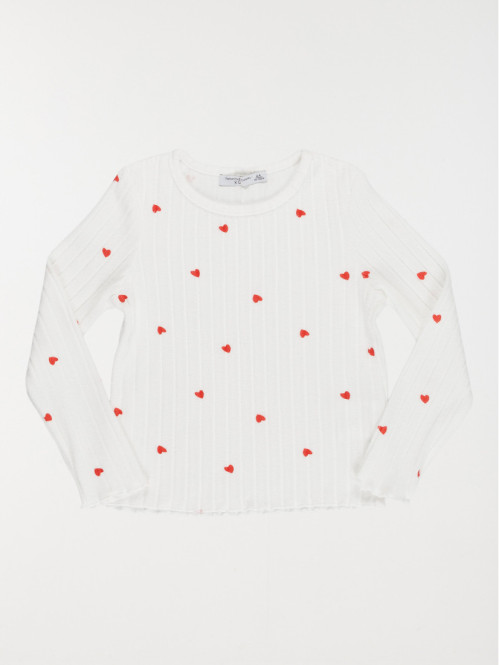 Pyjama côtelé motif coeur fille (3-12A) Pyjama côtelé motif coeur fille (3-12A)