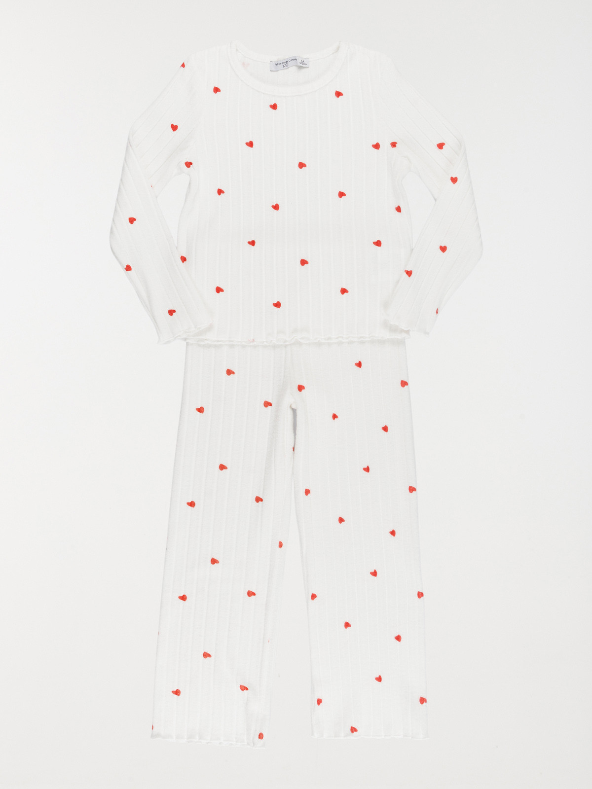 Pyjama côtelé motif coeur fille (3-12A)