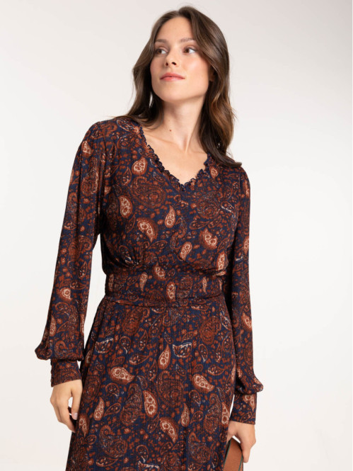 Robe longue imprimée cachemire femme