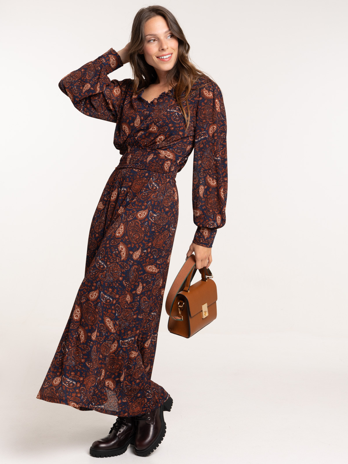 Robe longue imprimée cachemire femme