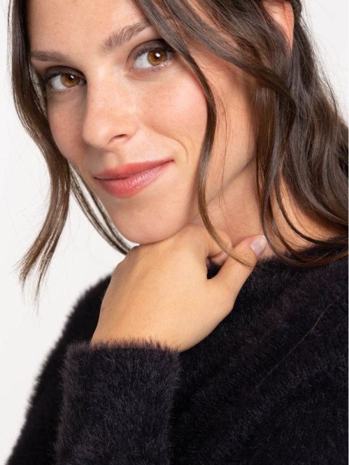 Pull col rond noir femme
