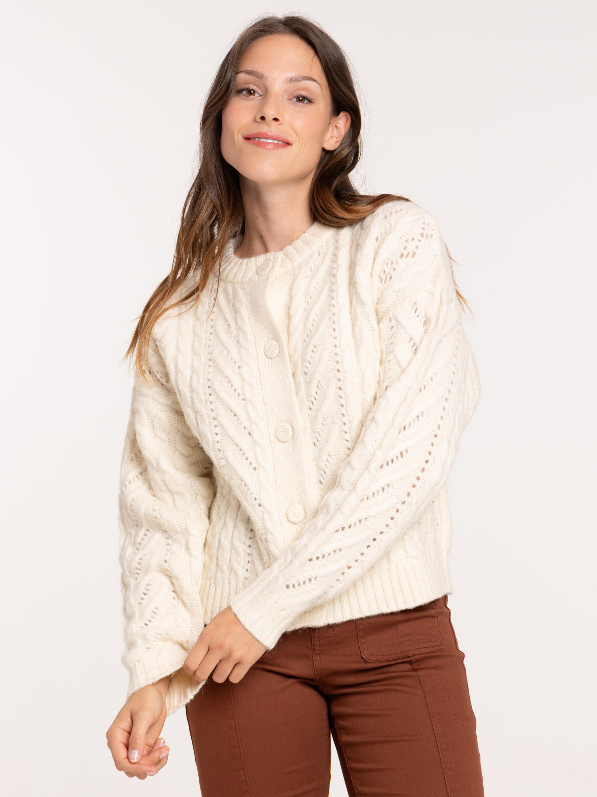 Gilet boutonné écru femme