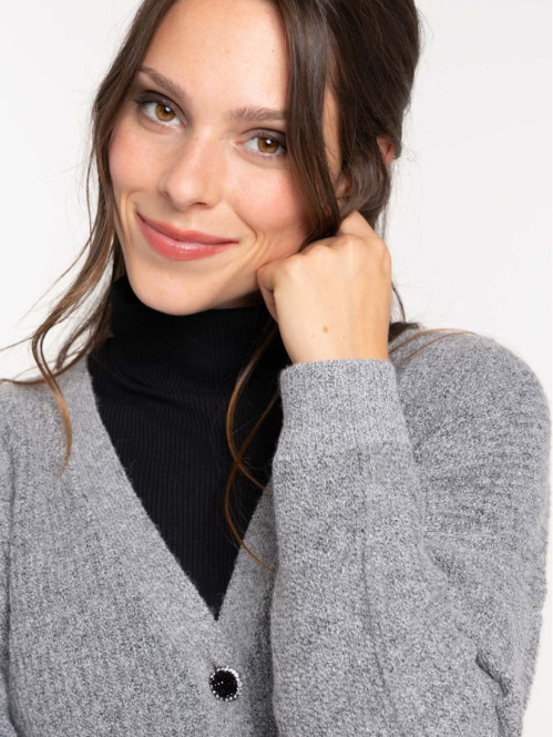 Gilet boutonné gris anthracite femme Gilet boutonné gris anthracite femme