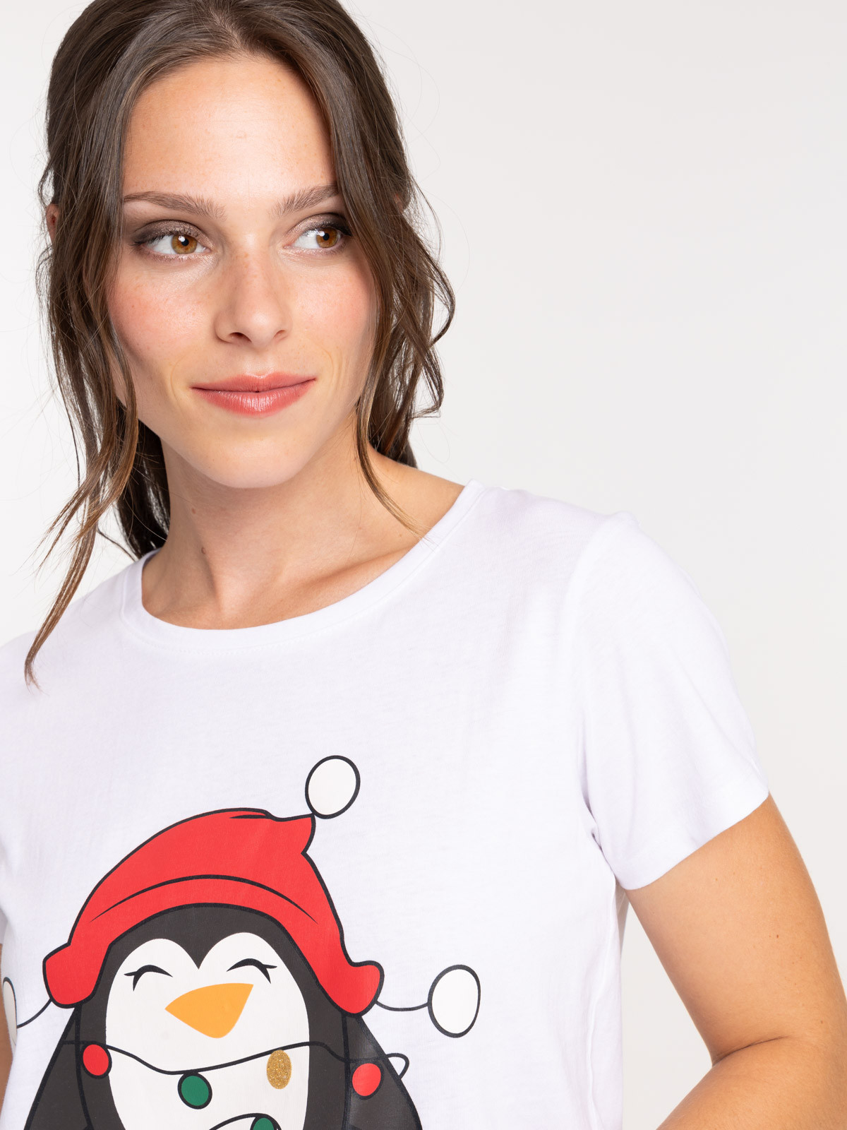 Tee-shirt pingouin de Noël femme