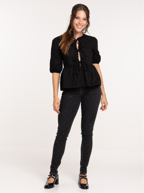Jean skinny studs gris femme