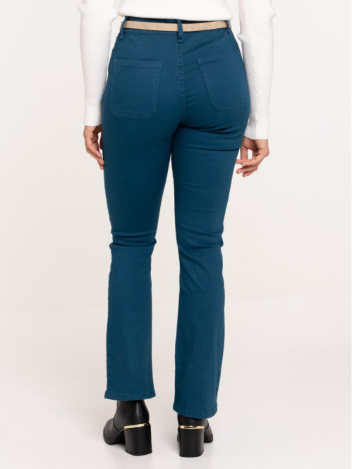 Pantalon flare pétrole femme