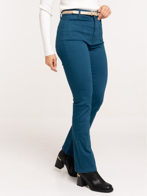 Pantalon flare pétrole femme