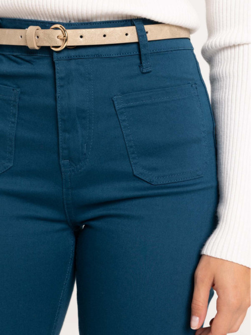 Pantalon flare pétrole femme