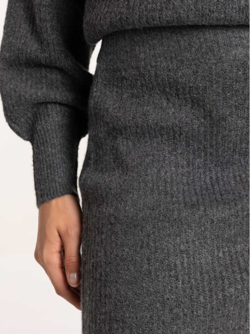 Jupe maille tricot gris...