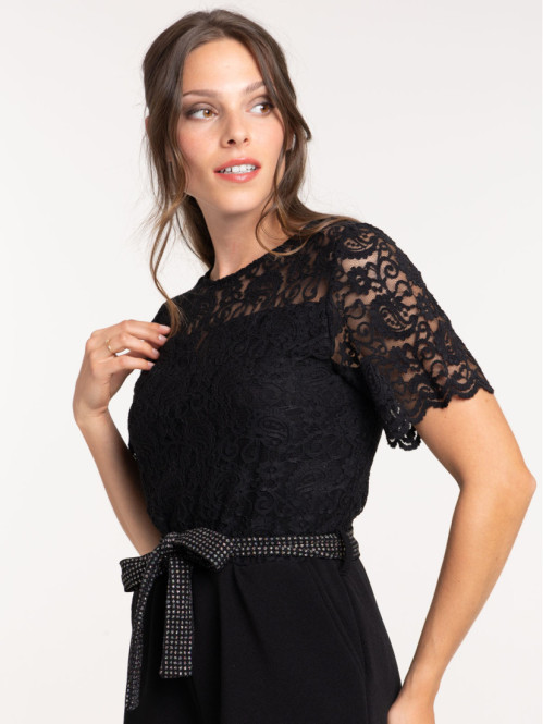 Combinaison dentelle noire femme