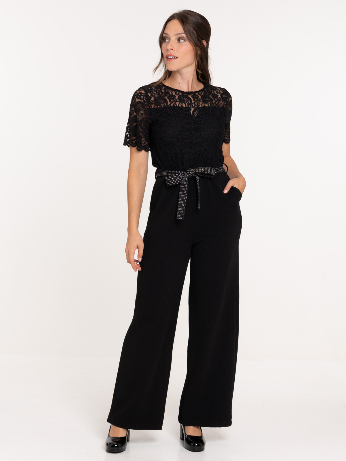 Combinaison dentelle noire femme