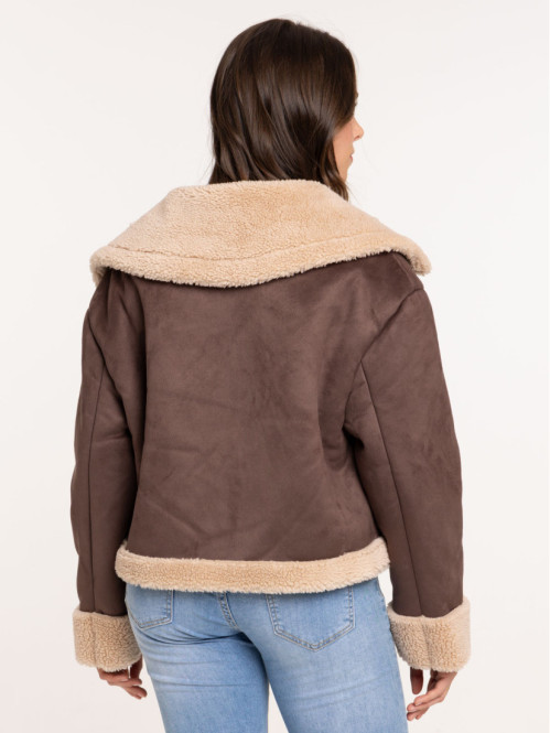 Bombardier suedine marron femme