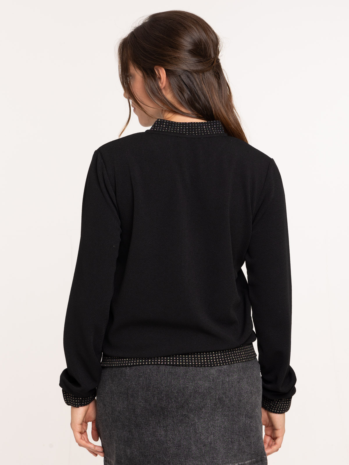 Veste teddy noire femme