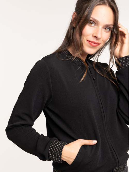 Veste teddy noire femme