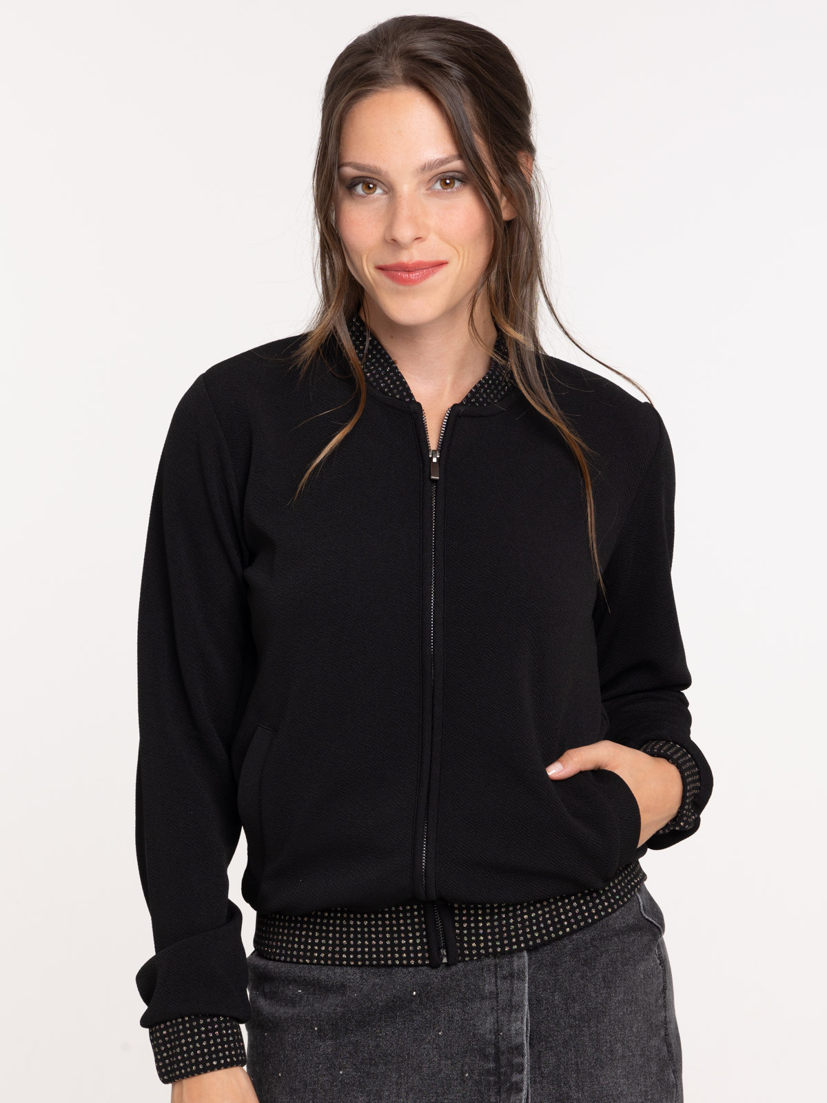 Veste teddy noire femme