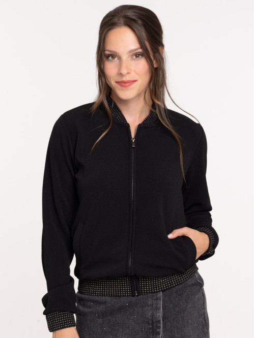 Veste teddy noire femme
