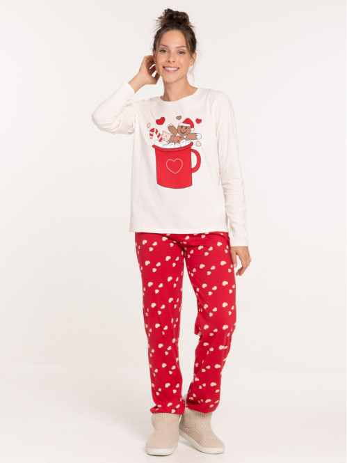Pyjama noël coeur femme
