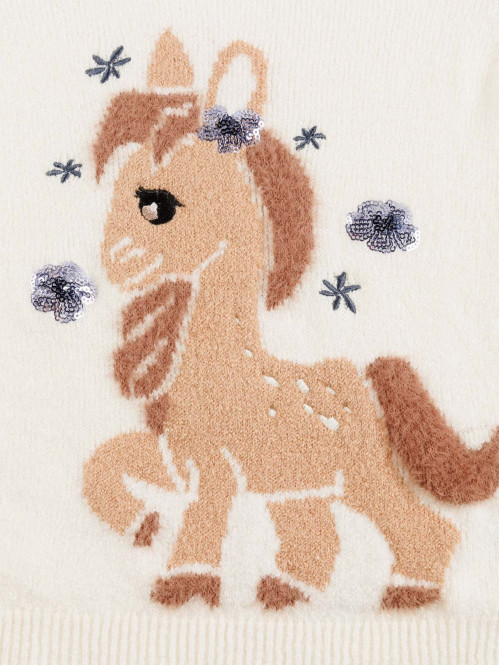 Pull poney et sequins fille...