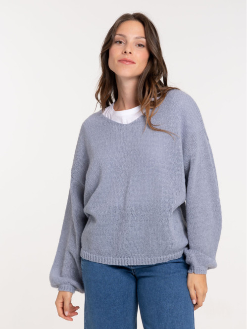 Pull col V femme