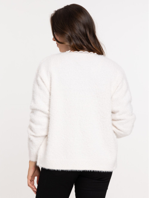 Gilet ouvert dentelle écru...